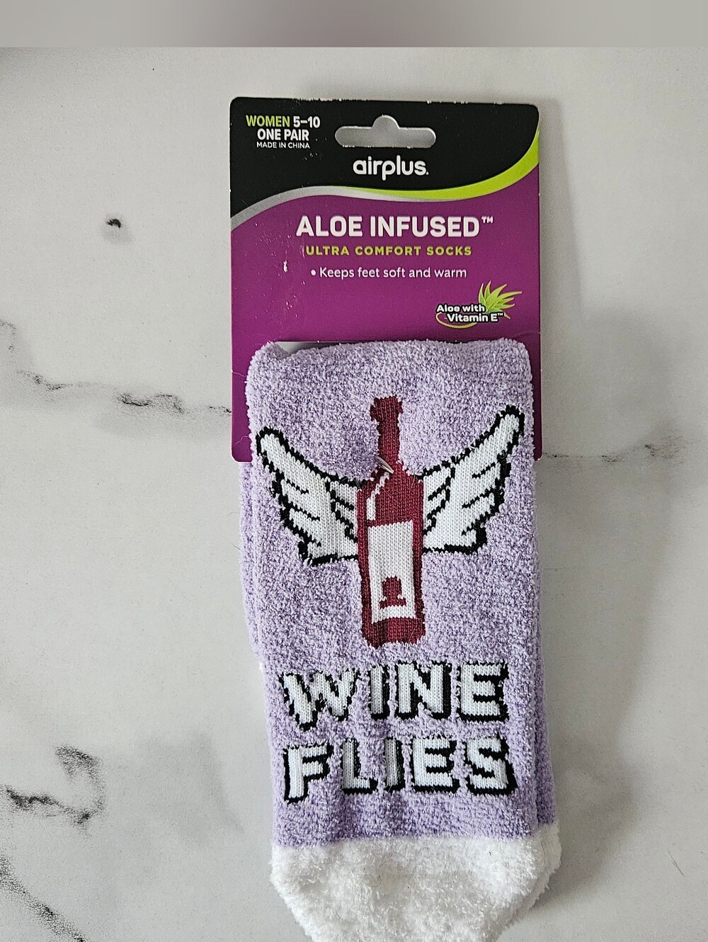 Airplus Aloe Infused "WINE FLIES" Ultra Comfort Socks (Women 5-10)